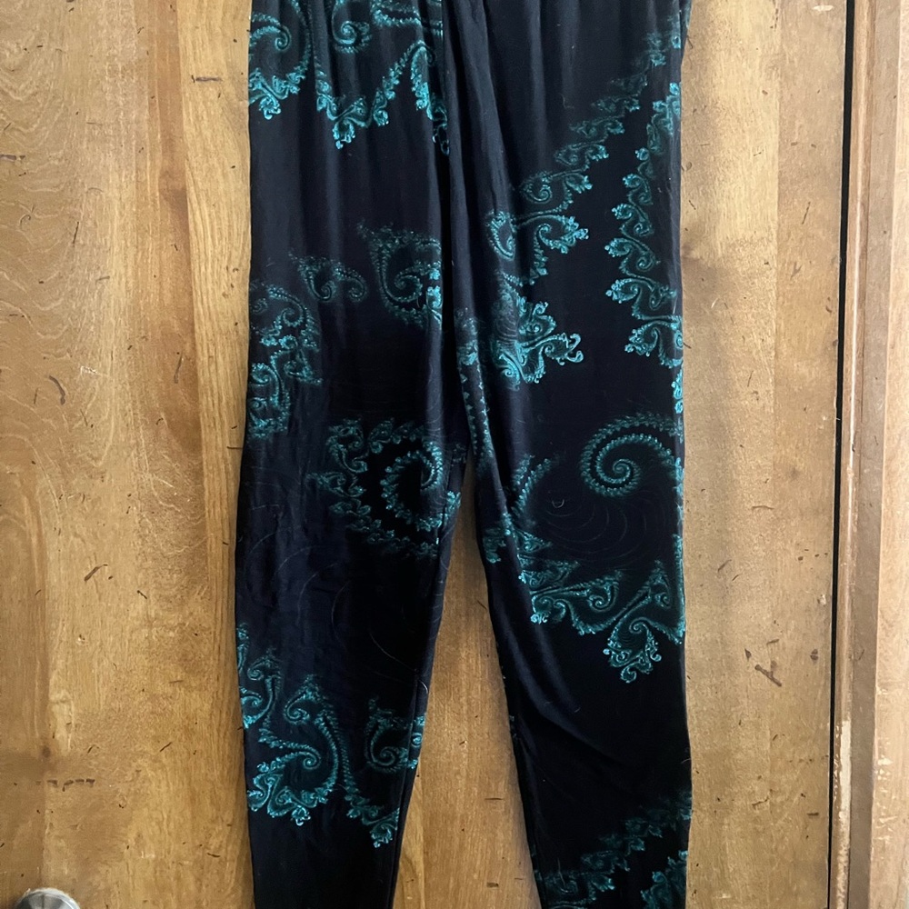 Black and Teal Paisley Print Pants